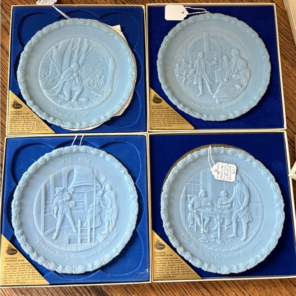 Blue glass plates